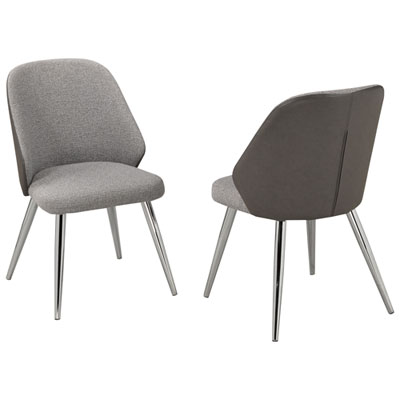 Tulita Contemporary Fabric Dining Chair - Set of 2 - Grey/Silver