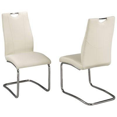 Poppy Contemporary Fabric Dining Chair - Set of 2 - White/Silver