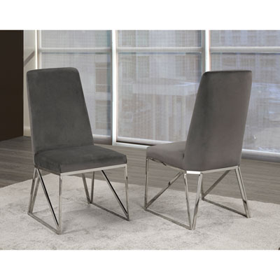 Chaise De Salle À Manger Contemporaine En Tissu Ariela - Ensemble De 2 - Gris/argenté