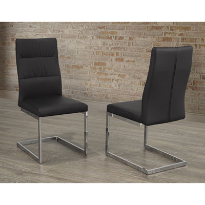 Cierra Contemporary Fabric Dining Chair - Set of 2 - Black/Silver