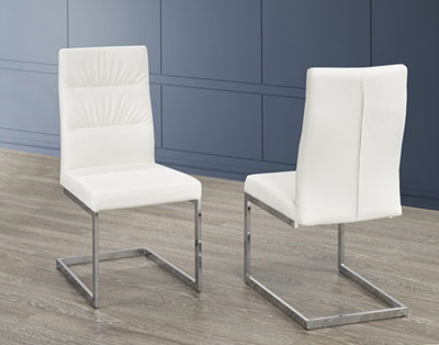 Chaise De Salle À Manger Contemporaine En Tissu Cierra - Ensemble De 2 - Blanc/argenté