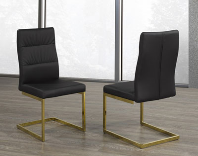 Cierra Contemporary Fabric Dining Chair - Set of 2 - Black/Gold