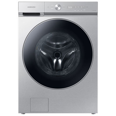 Open Box (Scratch & Dent) - Samsung Bespoke 6.1 Cu. Ft. (IEC) Front Load Washer with Steam and Wi-Fi - Energy Star (WF53BB8900ATUS) - Silver Steel