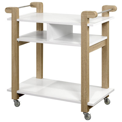 Image of Lily Contemporary Rectangular Kitchen Cart - White/Oak