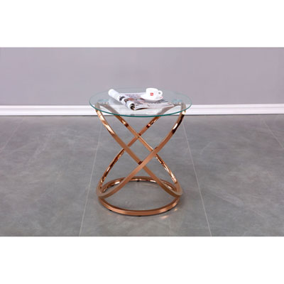 Soho Contemporary Round Accent Table - Rose Gold