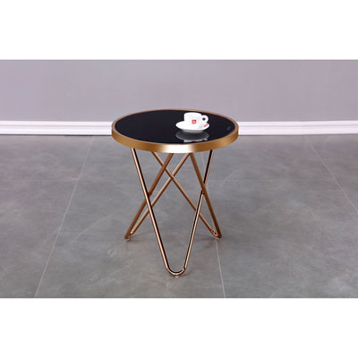 Image of Alexis Contemporary Round Accent Table - Rose Gold