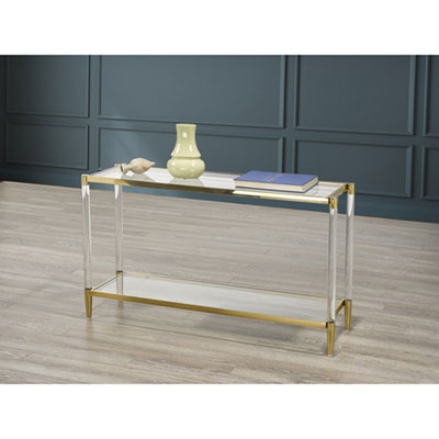 Image of Emma Contemporary Rectangular Console Table - Acrylic/Gold