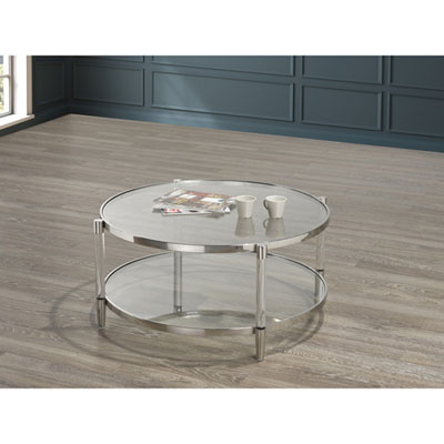 Image of Emma Contemporary Round Coffee Table - Acrylic/Silver