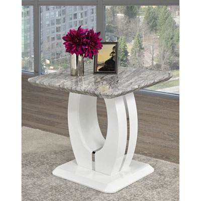 Image of Ella Contemporary Rectangular End Table - White/Grey