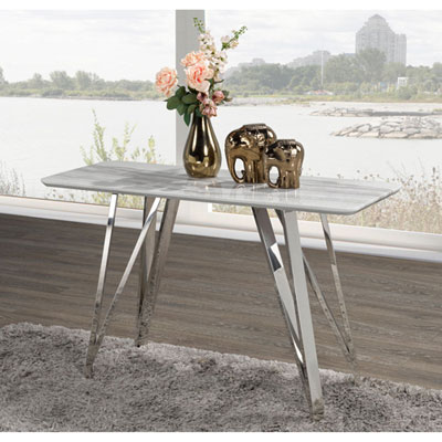 Image of Sebastian Contemporary Rectangular Sofa Table - White/Silver