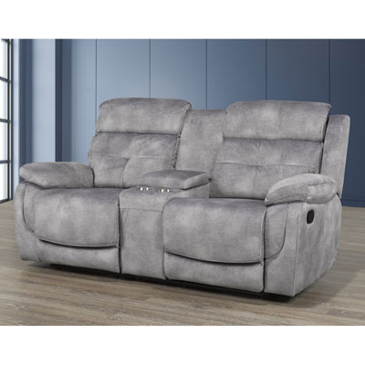 Image of Alto Fabric Power Reclining Love Seat with Storage Console - Grey