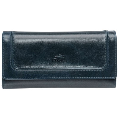 Mancini South Beach RFID Genuine Leather Quad-Fold Wallet - Blue