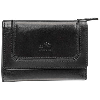 Mancini South Beach RFID Genuine Leather Tri-fold Medium Wallet - Black