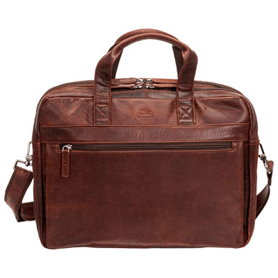 Mancini Buffalo 15.6" Double-Compartment Laptop Briefcase Bag - Brown