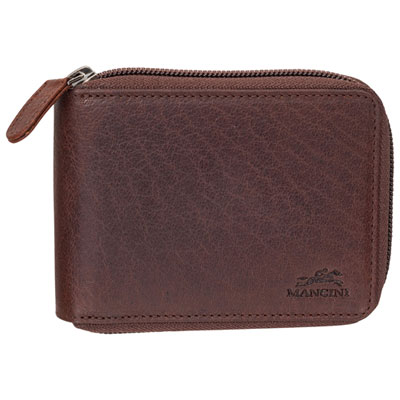 Image of Mancini Buffalo RFID Genuine Leather Zippered Wallet Wallet - Brown