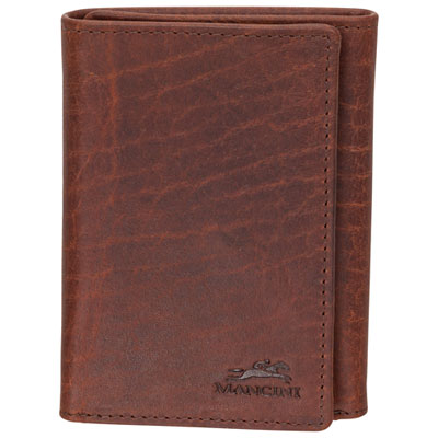 Mancini Buffalo RFID Genuine Leather Trifold Wallet - Brown