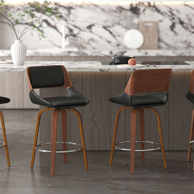 Image of Contemporary Counter Height Barstool - Black
