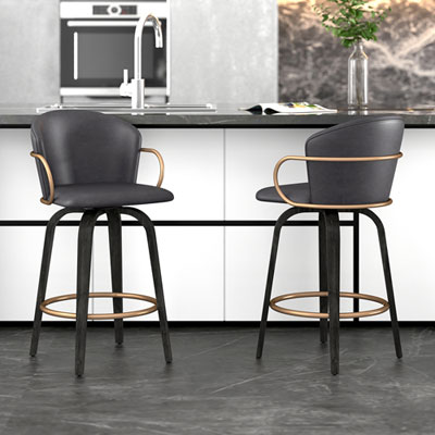 Image of Contemporary Counter Height Barstool - Charcoal
