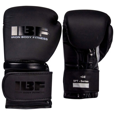 Iron Body Fitness Blackout Series 10 oz. Boxing Gloves - Black