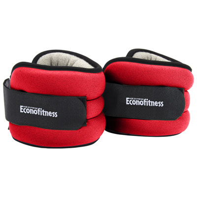 Image of Econofitness Adjustable Comfort Fit Ankle & Wrist Weights - 2 lb - Red/Black