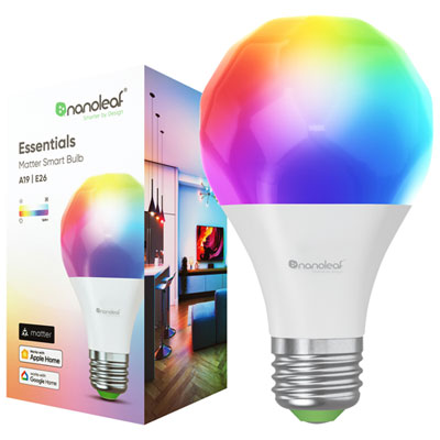 Nanoleaf Essentials Matter A19 60W Smart LED Light Bulb - White & Colour great smart bulb