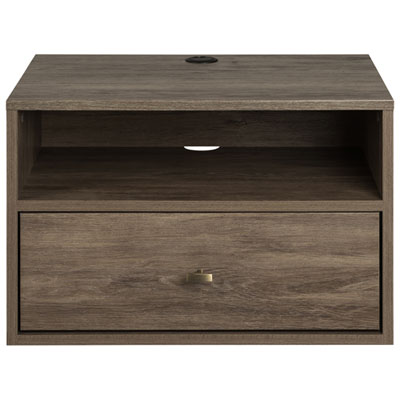 Image of Floating Bedroom Transitional 1-Drawer Nightstand - Drifted Grey