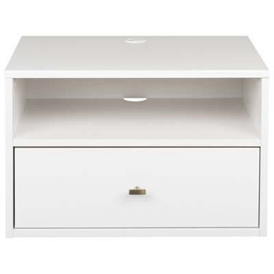 Image of Floating Bedroom Transitional 1-Drawer Nightstand - White