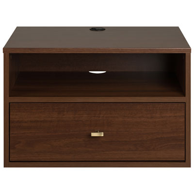 Image of Floating Bedroom Transitional 1-Drawer Nightstand - Cherry