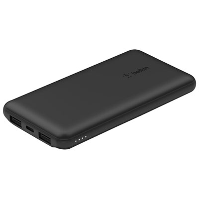 Belkin 10000 mAh Dual USB Power Bank - Black Luckily I haven’t had to use this too much yet - but it definitely works and seems to hold a lot of power!! It would take this camping with me and have as a backup in case of power outrage at home