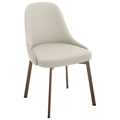 Harper Contemporary Polyester Dining Chair - Cream Bouclé/Bronze