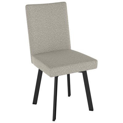 Elmira Contemporary Polyester Dining Chair - Beige Grey Bouclé/Black