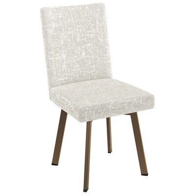 Elmira Contemporary Fabric Dining Chair - White Cream Chenille/Bronze