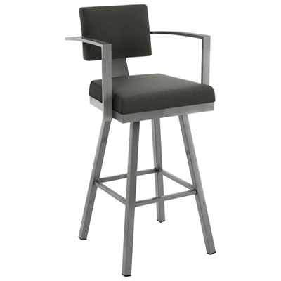 Akers Contemporary Counter Height Barstool - Charcoal Grey/Metallic Grey