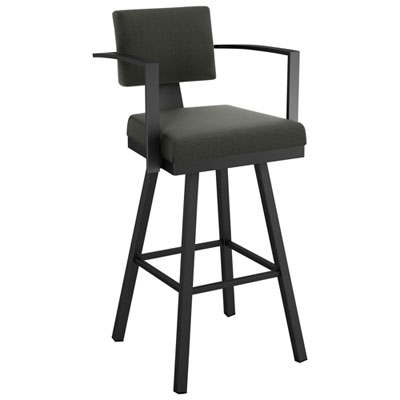 Akers Contemporary Bar Height Barstool - Charcoal Grey/Black