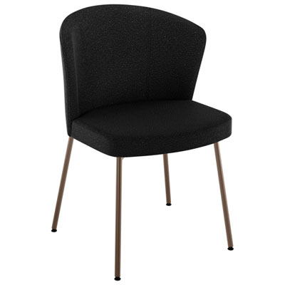 Image of Camilla Transitional Polyester Dining Chair - Charcoal Grey Boucle/Bronze