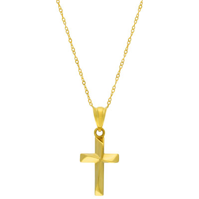 Image of Le Reve Cross Pendant in 18   10K Yellow Gold Necklace
