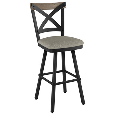 Image of Snyder Transitional Counter Height Barstool - Beige Grey Boucle/Beige/Black