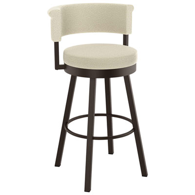 Tabouret De Bar Contemporain À Hauteur De Comptoir Rosco - Bouclé Crème/brun Foncé