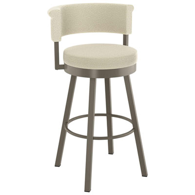 Tabouret De Bar Contemporain À Hauteur De Bar Rosco - Bouclé Crème/gris