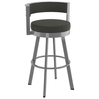 Image of Browser Contemporary Bar Height Barstool - Charcoal Grey/Metallic Grey
