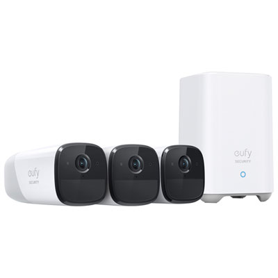 eufy eufyCam 2 Pro Wireless Security System with 3 Bullet 2K Cameras - White - Exclusive Retail Partner EufyCam2Pro wireless Sercurity Cameras