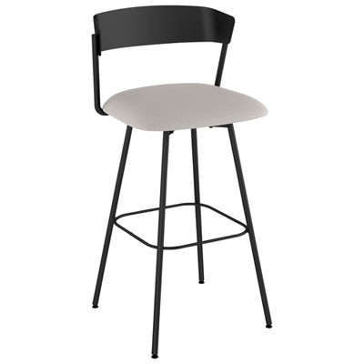 Tabouret De Bar Contemporain En Polyester À Hauteur De Bar Ludwig - Gris Pâle/noir