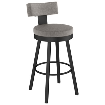 Morgan Contemporary Polyester Bar Height Barstool - Silver Grey/Black