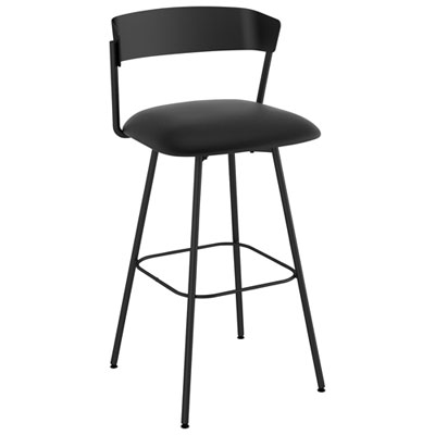 Ludwig Contemporary Faux Leather Counter Height Barstool - Black