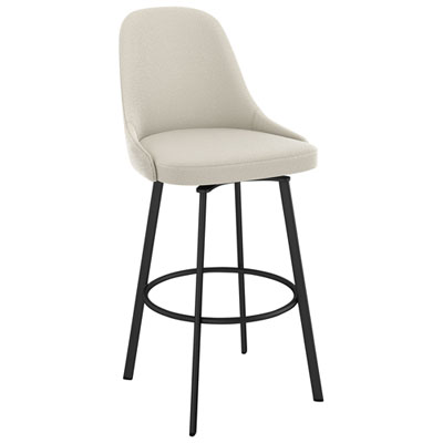 Tabouret De Bar Contemporain En Polyester À Hauteur De Bar Harper - Tissu Bouclé Crème/noir
