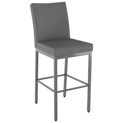 Tabouret De Bar Traditionnel À Hauteur De Bar Perry - Gris Tissé/gris Métallique