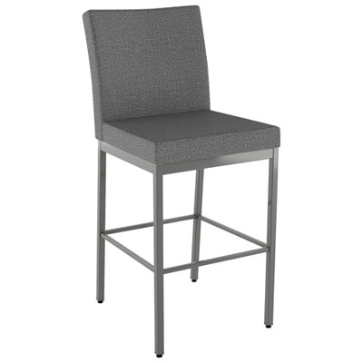 Image of Perry Plus Traditional Counter Height Barstool - Grey Woven/Metallic Grey