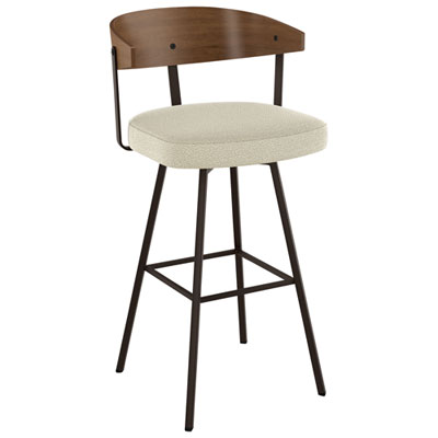 Quinton Contemporary Counter Height Barstool - Cream Boucle/Light Brown/Dark Brown