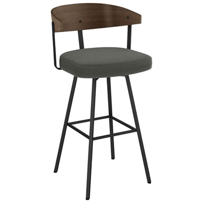 Quinton Contemporary Bar Height Barstool - Charcoal Grey/Brown/Black