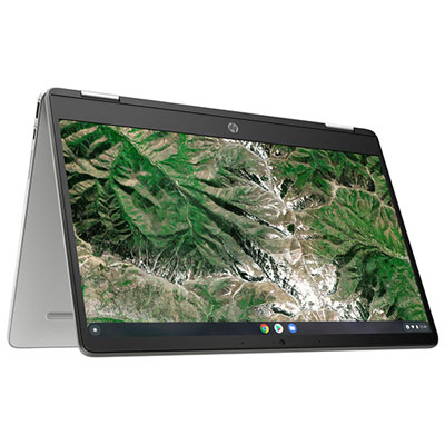 Image of HP x360 14   Touchscreen 2-in-1 Chromebook - Silver (Intel Celeron N4500/128GB SSD/4GB RAM/Chrome OS)